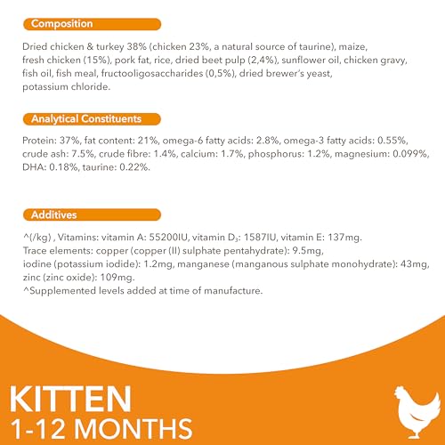 IAMS for Vitality Dry Kitten Food with Fresh Chicken, 3 kg, Packaging may vary