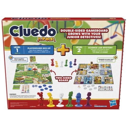 Clue Junior Game, 2-Sided Gameboard, 2 Games in 1, Clue Mystery Game for Younger Kids, Kids Board Games, Junior Games