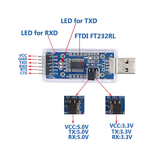 DSD TECH USB to TTL Serial Adapter with FTDI Chip FT232RL Compatible with Windows 10, 8, 7 and Mac OS X