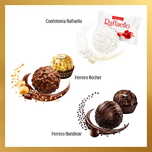 Ferrero Collection Pralines, Chocolate Gift Hamper, Treat Box, Mothers Day Gifts, Assorted Rocher, Coconut Raffaello and Dark Chocolate Rondnoir, Box of 15 (172g)