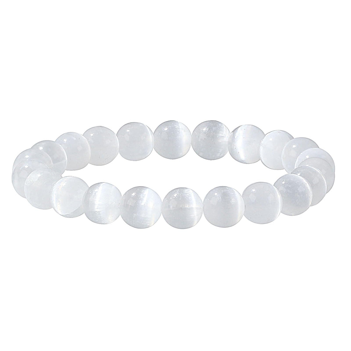 Ouubuuy Selenite Crystal Beads Bracelet 8mm Natural Gemstone Beaded Bracelets Healing Crystal Bracelet for Girls Women Mothers Day Gifts