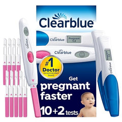 Clearblue Pregnancy Test - Digital with Weeks Indicator, 2 Digital Tests & Digital Ovulation Test Kit (OPK) - Clearblue, Proven to Help You Get Pregnant, 1 Digital Holder and 10 Tests