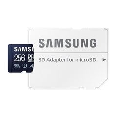 Samsung PRO Ultimate microSD memory card, 256 GB, UHS-I U3, 200 MB/s read, 130 MB/s write, incl. SD adapter, for smartphone, drone or action cam