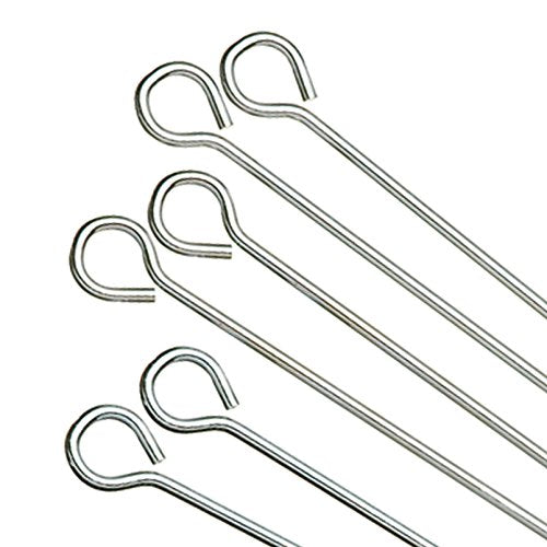 KitchenCraft Flat Kebab Skewers, Stainless Steel, Set of 6 Reusable Metal Skewer Sticks, Simple Cleaning, 20cm (8'')