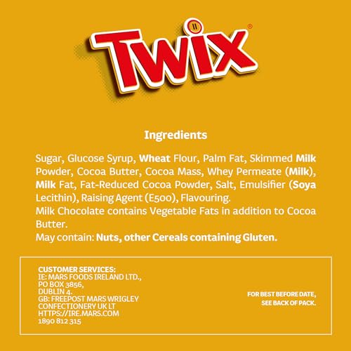 Twix Chocolate Biscuit Bars with Caramel, for Gift Bag,4 Bars of 40g