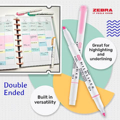 Zebra Pen MILDLINER Dual Tip Highlighter Pens, Pastel Highlighters For Adults, Broad & Fine Tip Markers & Highlighters, Double Ended Pens, 5 Pk - Cool & Refined Colours