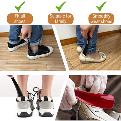 Shoe Horn 2 Pcs Small Shoe Horns for Men,Women,Kids- Plastic Shoehorn Suitable for All Shoes, Boots & Trainers- Easily Slip Short Shoe Horns Lazy Shoe Helper-19.5cm Show Horn