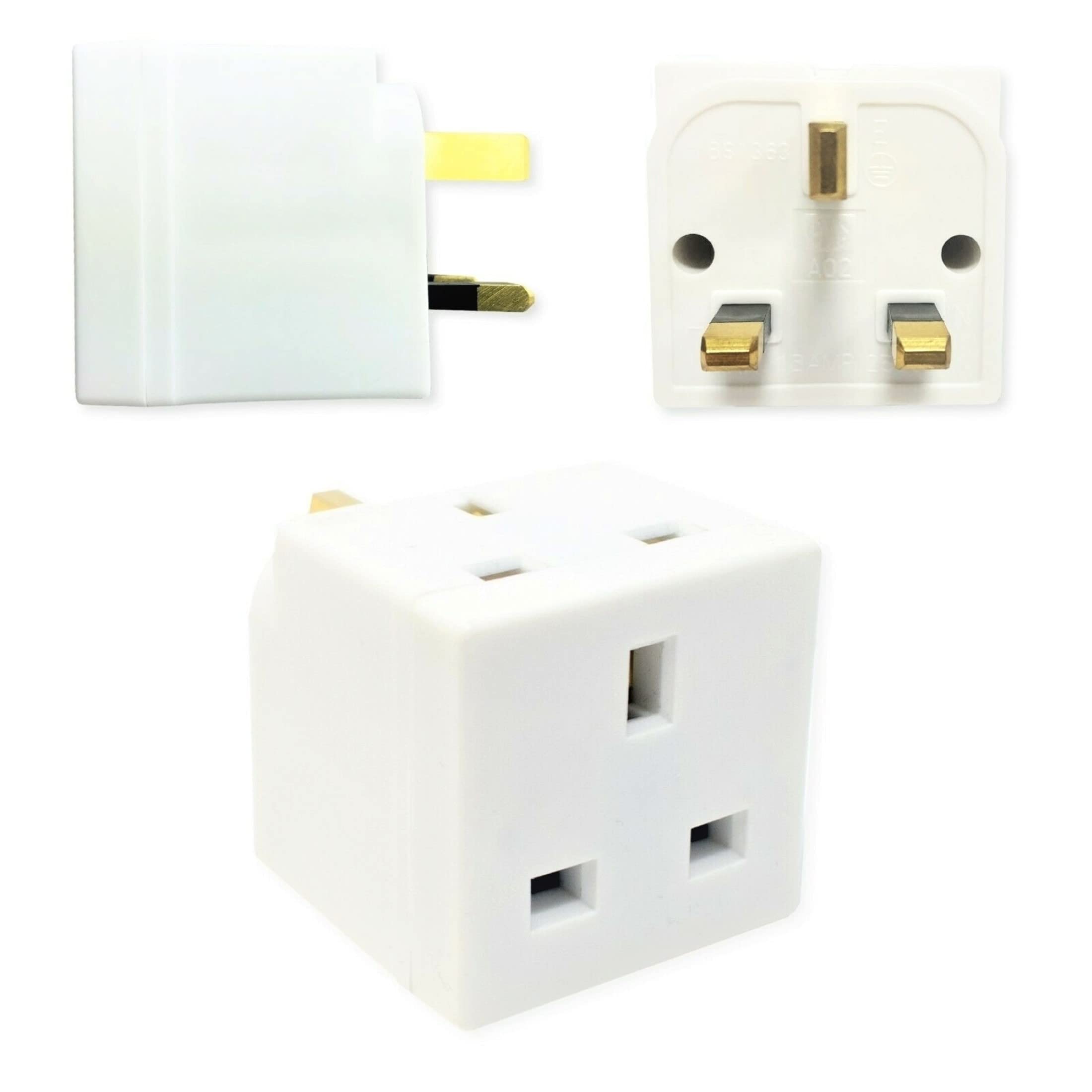 BAANI 2 Way Double Plug Adaptor - Multi Plugs Extension Sockets Adapter - UK 3 Pin Socket Extensions 250V 13 Amp - Power Extender Multiplug Block for Kitchen, Office, PC, TV, Indoor Lighting