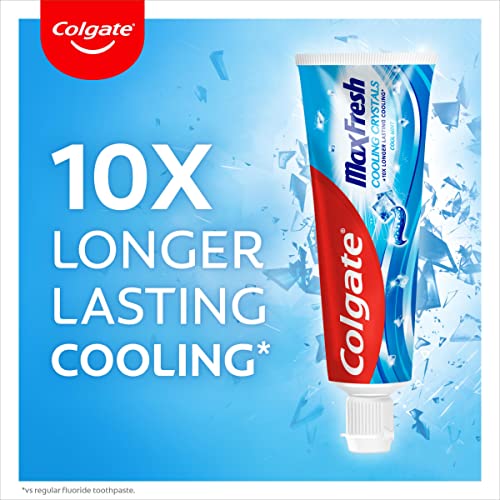 Colgate Max Fresh Cooling Crystals Toothpaste, Cool Mint, Anticavity Toothpaste, 10x Longer Lasting Cooling*, Toothpaste Multipack, 6 Pack, 75ml Tubes