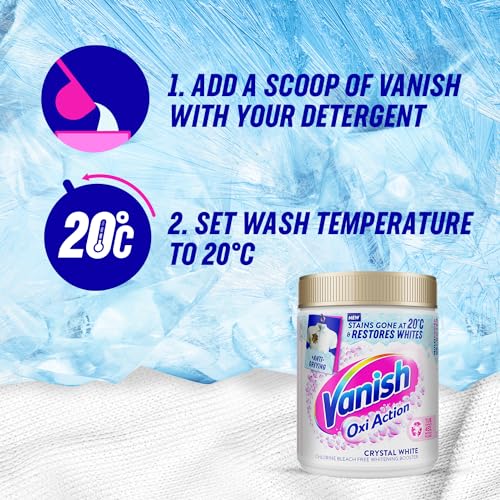 Vanish Gold Oxi Action Stain Remover and Whitening Booster Powder For Whites 1.5 kg, Removes Tough Stains Even at 20°C, Restores Whiteness of Greyed Fabrics (Packaging May Vary)