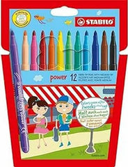 Medium Fibre-Tip Pen - STABILO power - Pack of 12 - Assorted Colours