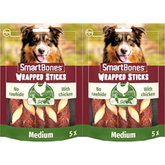 Smartbones 5 Chicken Wrapped Sticks Rawhide Free Chew Dog Treats (Pack of 2)