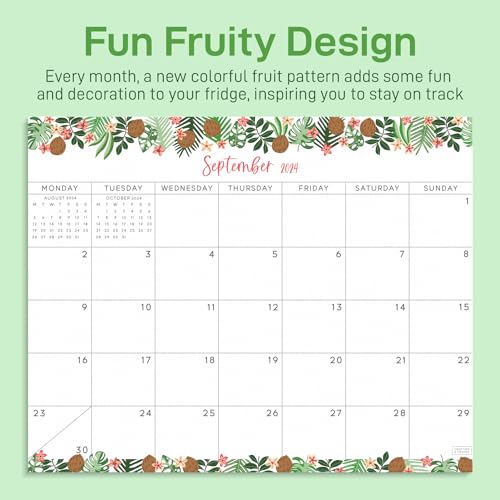 S&O Fruity Magnetic Fridge Calendar from January 2024-June 2025 - Tear-Off Refrigerator Calendar to Track Events & Appointments - 18 Month Magnetic Calendar for Fridge for Easy Planning - 8 inchesx10 inches in.