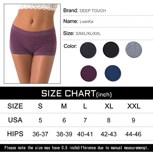 Ruxia Women's Seamless Boyshort Panties Nylon Spandex Underwear Stretch Boxer Briefs Pack of 5