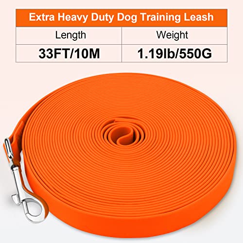 Joytale 5M 10M 15M 20M Dog Training Lead,Waterproof Long Line Lead for Medium, Large and Extra Large Dogs, Strong Long Dog Lead （Orange 10M)