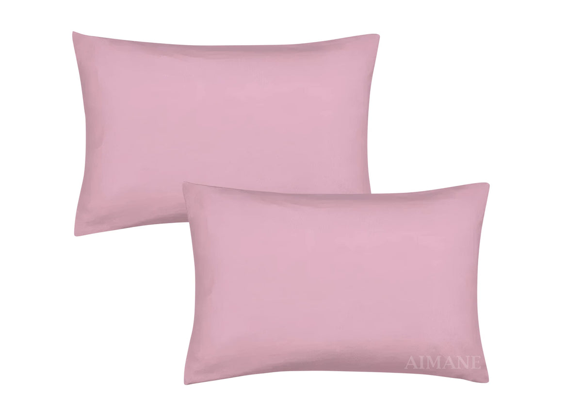 AIMANE® Percale Pair of Housewife Pillowcases 50 x 75 CM Polycotton Easy Care Plain Dyed Pillowcases Envelope Closure (Pink, Housewife Pillowcases)