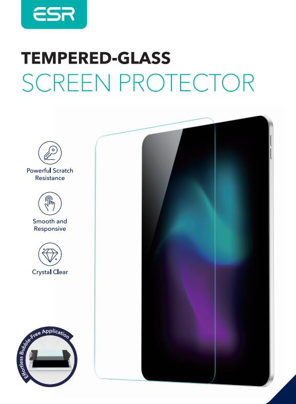 ESR Tempered-Glass Screen Protector for iPad Pro 11 Inch (2022/2021/2020/2018) and iPad Air 5/4 (2022/2020), Tempered-Glass Film with Easy Application Tray, Scratch Resistant, HD Clarity, 2 Pack