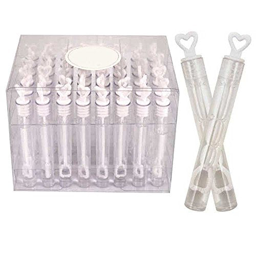 SHATCHI Heart Wand Filled Bubbles Tubes Bottles Wedding Table Decoration Party Favours Kids Bag Fillers, Clear, 24pcs