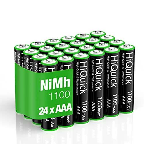 HiQuick 24 x AAA Rechargeable Batteries, Rechargeable 1100mAh Battery, Ni-MH Recycle High Capacity Performance, Pack of 24