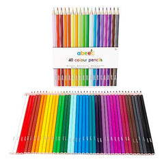 abeec Assorted Colouring Pencils for Kids - Art Colouring Pencils - Colouring Pencils Set - x 40 Assorted Coloured Artist Pencils - Back To School Supplies