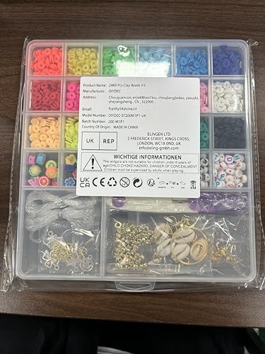 DIYDEC 2460 Pcs Clay Beads Kit, 18 Colors Flat Round Clay Beads Bracelet Making Kit, Heishi Clay Spacer Beads with Heart Letter Polymer Clay Beads for Jewelry Making Necklace Earring DIY Craft