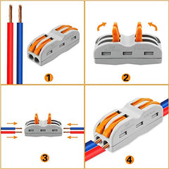 CESFONJER Lever Nut Connector, Bilateral 4-Hole / 6-Hole Pressure Bar Terminal Block, Assortment Conductors Compact Wire Connectors (SPL-2 ×7 Pcs, SPL-3 ×7 Pcs)