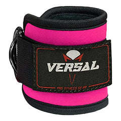 VERSAL Ankle Straps for Cable Machines Attachment Gym Ankle Cuff 7mm Padded Double D Weight Lifting Ankle Strap for Men Women,Glute Workouts,Leg Extensions,Curls,Booty Hip Abductors (Pair, Pink)