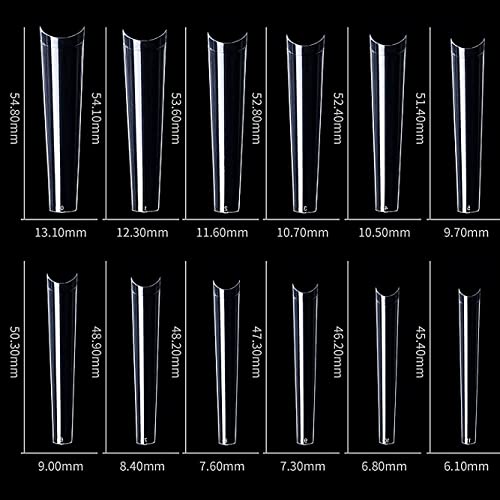 JZK 240x XXXL Clear Half Cover Extra Long Coffin Nail Tips For Acrylic Extensions, No C Curve False Nail Tips Long For Gel And Acrylic Nails, 3XL Finger Nail Extension Tips