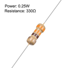 Sourcingmap 100Pcs 330 Ohm Resistor, 1/4W 5% Tolerance Carbon Film Resistors, 4 Bands for DIY Electronic Projects and Experiments