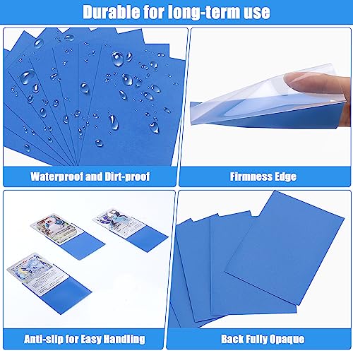 Homgaty 300 Pcs Standard Card Sleeves, Clear Deck Protectors Card Protector Sleeves for Pokemon,Trading Card,Magic (Blue)