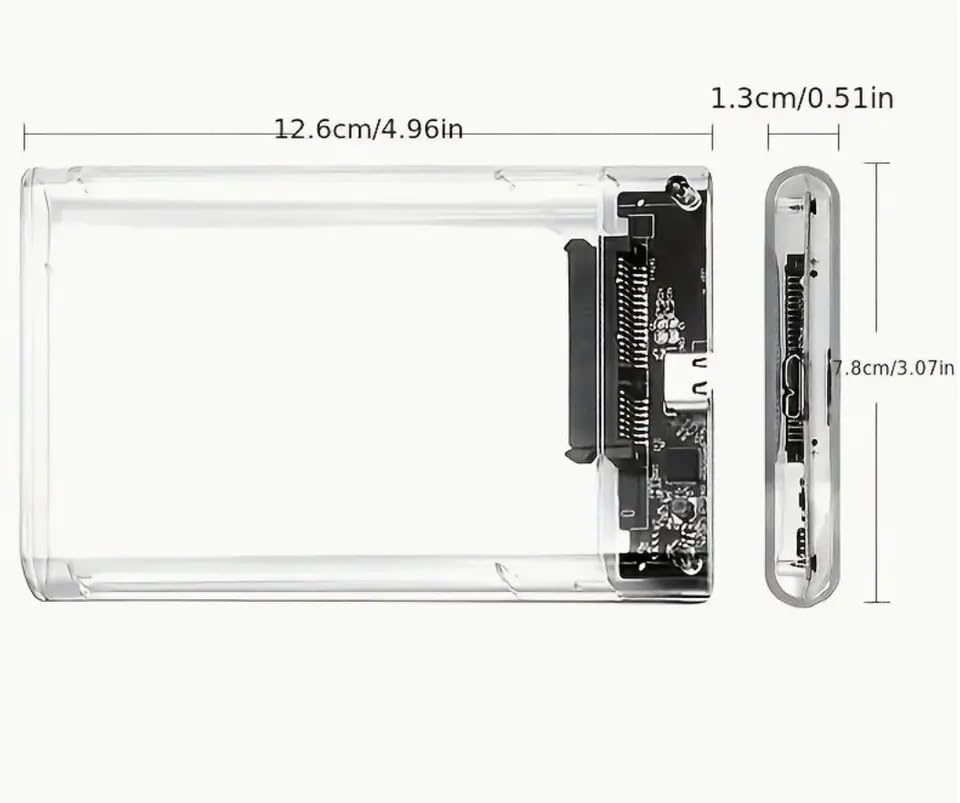 KingData SSD HDD Hard Drive Enclosure 2.5 inches inch SATA III USB 3.0 Caddy Case External Reader Laptop Fast Data Trasfer UASP Cable Included Tool-Free LED Indicator Clear