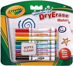 CRAYOLA Washable Dry-Erase Markers - Assorted Colours (Pack of 8)   Low Odour, Easy Wiping Colouring Fun! Ideal for Kids Aged 3and