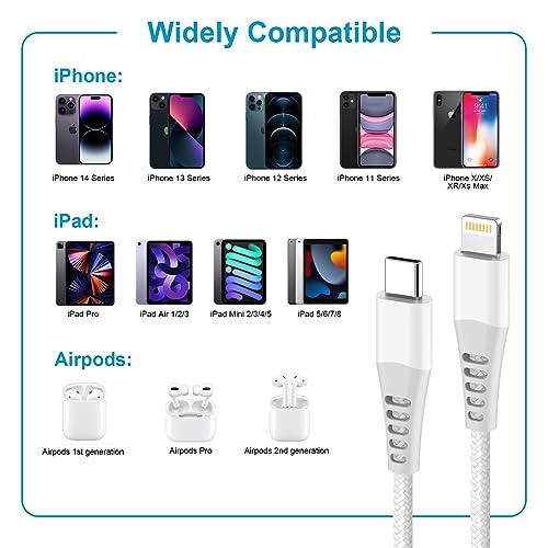 USB C to Lightning Cable 2M 2Pack [MFi Certified], iPhone Fast Charger Cable Lightning Cable USB C iPhone Charger Cable Nylon Fast Apple Charging Cable Lead Wire for iPhone 14 Pro Max 13 12 11 XS 8 SE