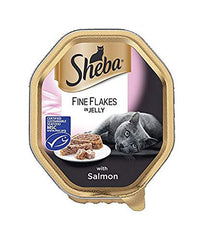 Sheba Fine Flakes Adult 1and Wet Cat Food Tray with Salmon in Jelly, 85g