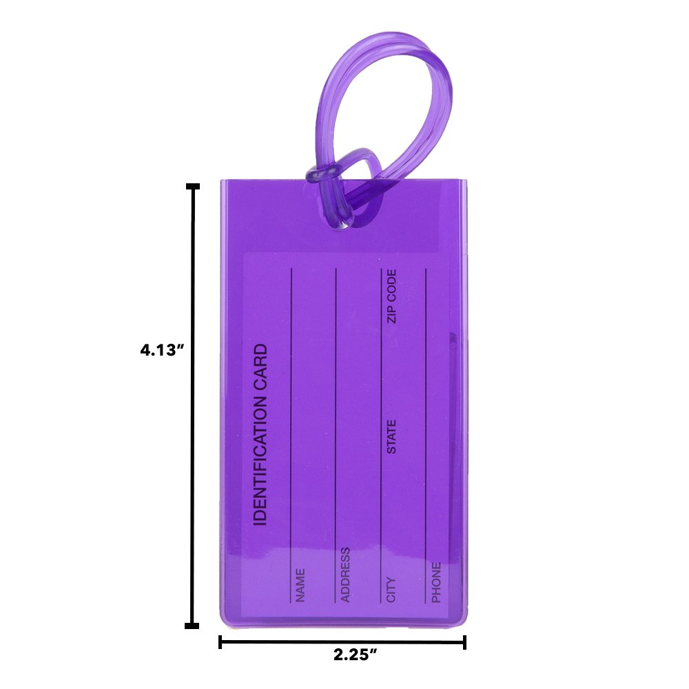 7 Pack TravelMore Luggage Tags for Suitcases, Flexible Silicone Travel ID Identification Labels Set for Bags & Baggage – Purple