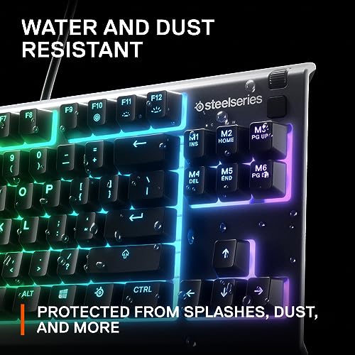 SteelSeries Apex 3 TKL - RGB Gaming Keyboard - Tenkeyless Compact Esports Form Factor - 8-Zone RGB Illumination - IP32 Water & Dust Resistant - English QWERTY Layout