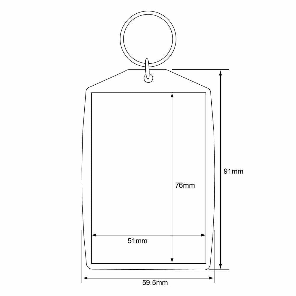 PC3721® Jumbo Blank Photo Keyrings 76 x 51 mm Insert (3 inches x 2 inches) 83721 (20 Pieces)