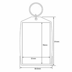 5 Jumbo Blank Photo Keyrings 76 x 51 mm Insert (3 inches x 2 inches) 83721