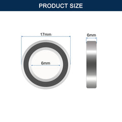 HiPicco 606-2RS Deep Groove Ball Bearings, ID 6mm x OD 17mm x Width 6mm Miniature Bearings, Double Rubber Sealed Ball Bearing Pre-Lubricated Chrome Steel Z2 Lever 20pcs