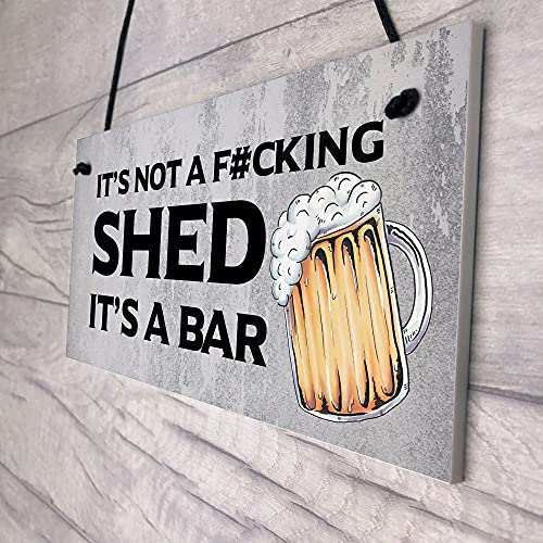 RED OCEAN Rude Shed Sign Funny Home Bar Sign Garden Shed Garage Man Cave Sign Beer Gift