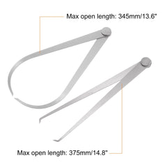 sourcing map Firm Joint Inside Outside Caliper Set 200mm 8 inch 410 Stainless Steel Firm Friction Joint for External Internal Measurements