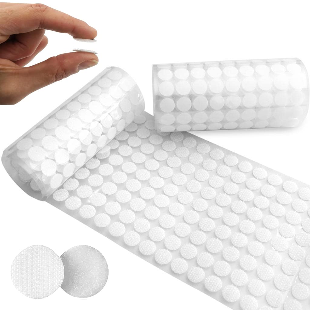 TWINS®1008pcs 10mm 2/5 inches Diameter Sticky Back Coins Hook and Loop Dots, Self Adhesive White Sticky Dots Double Sided, Hook and Loop Tape Double Sided Sticky Pads for Craft Party DIY (504 Each)