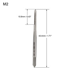 sourcing map Metric Machine Tap M2 H2 High Speed Steel 3 Straight Flutes Screw Tapping Threading Machinist Repair DIY Tool 2pcs