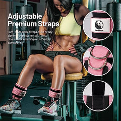 Slim Panda 1 Pair Ankle Straps for Cable Machines for Kickbacks, Glute, Leg, Curls, and Hip for Men and Women Gym Cable Machine Attachment, with Double D-Rings (Pink)