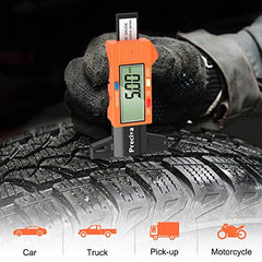 Tyre Tread Depth Gauge, Preciva 0-25.4mm/Inch Digital Tyre Tread Depth Checker, Tire Tread Depth Gauge UK, Tyre Depth Measuring Tool with Large LCD Screen for Cars, Trucks, Motos, Orange