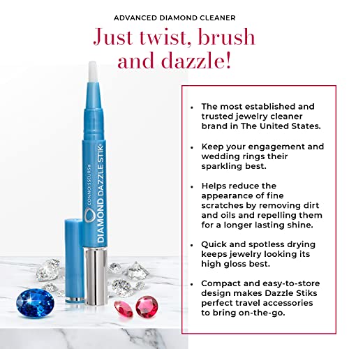 Connoisseurs Jewellery Cleaner Diamond Dazzle Stik   Cleaner for Jewellery Sparkle & Shine   Brush Tip & Compact for Diamonds & Precious Stones