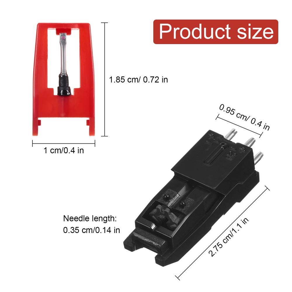 Stylineedle Pack of 5 Record Player Needle with 1 Cartridge for LP Phonograph Record Player Turntable Ruby Replacement Stylus for Vinyl Record Player