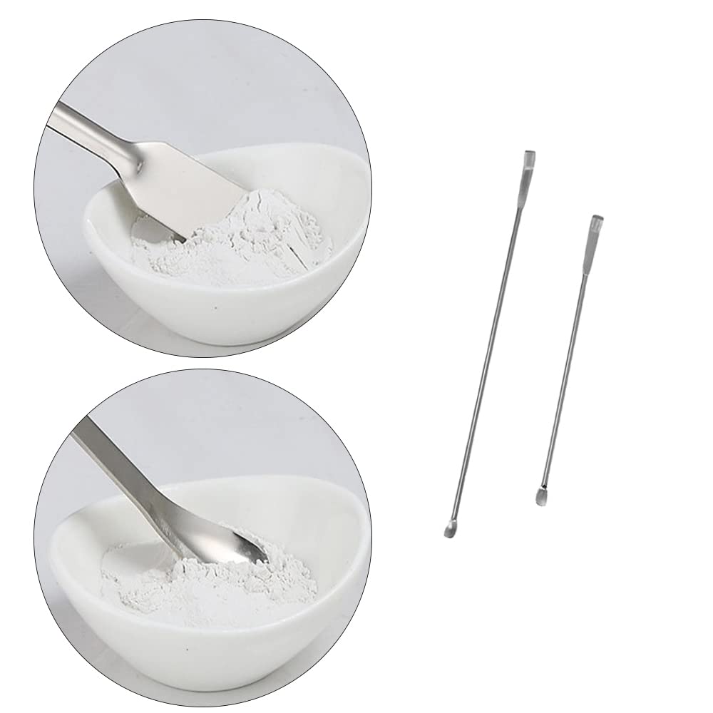 5 Pcs Lab Spatula Stainless Steel Micro Scoop Long Handle Sampling Spoon for Powders Gel Filler Medical Reagent Sampling
