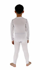 LANBAOSI Boys & Girls Long Sleeve Compression Shirts and Pant 2 Pcs Set, 14, White