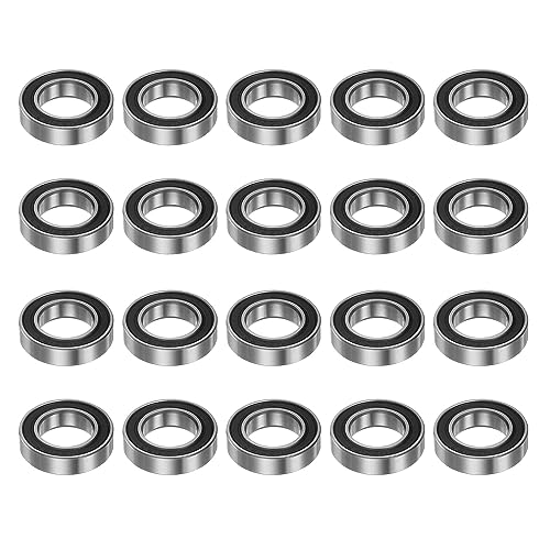 sourcing map 20pcs 6801-2RS Deep Groove Ball Bearings 12mm Bore 21mm OD 5mm Thick Chrome Steel Double Sealed Bearing for Motors Pumps Conveyors